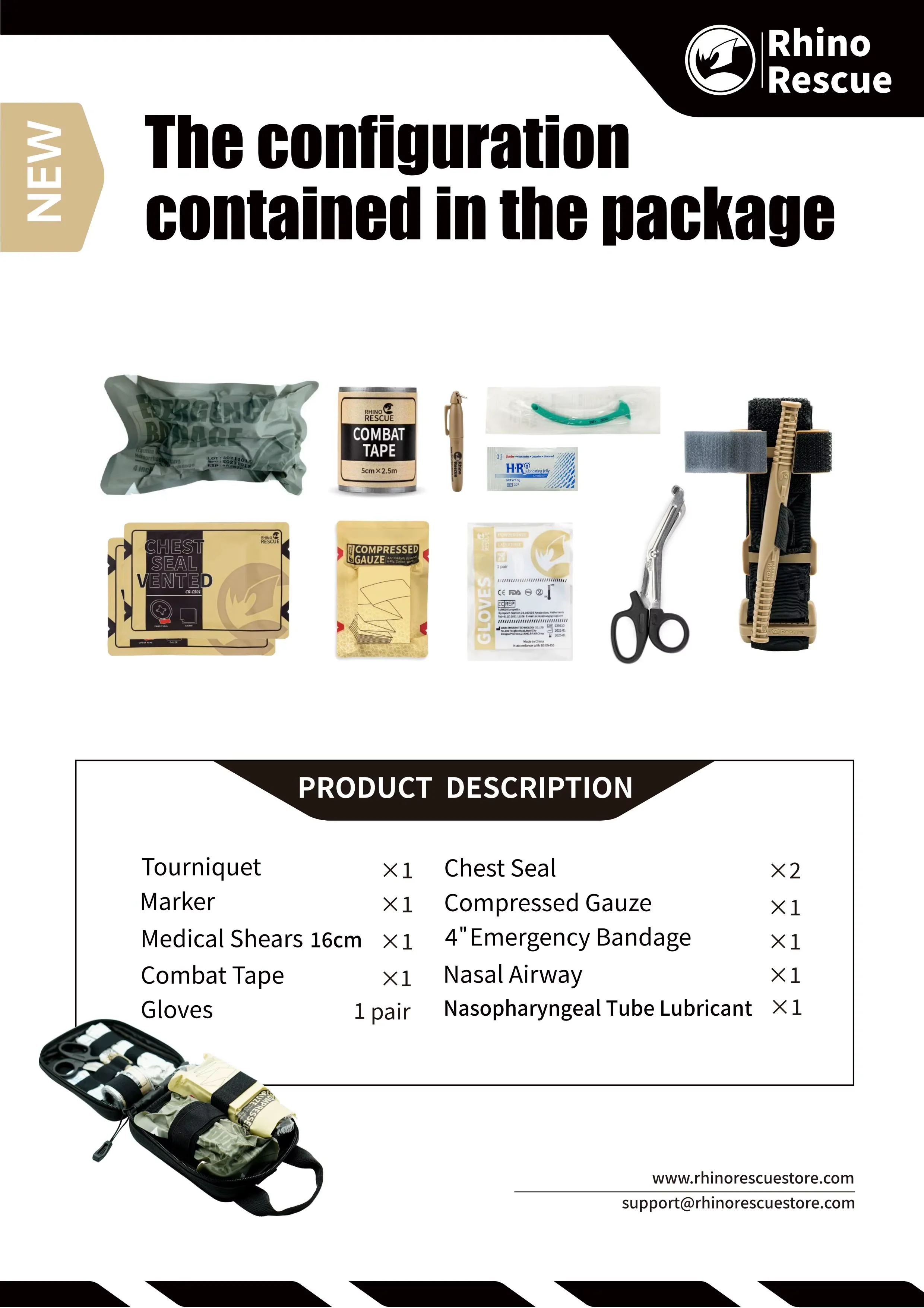 CMS IFAK MINI Trauma Kit Rhino Rescue® Tourniquet & Chest Seal, MOLLE Pouch for Camp,Hike,Hunt - Image 10