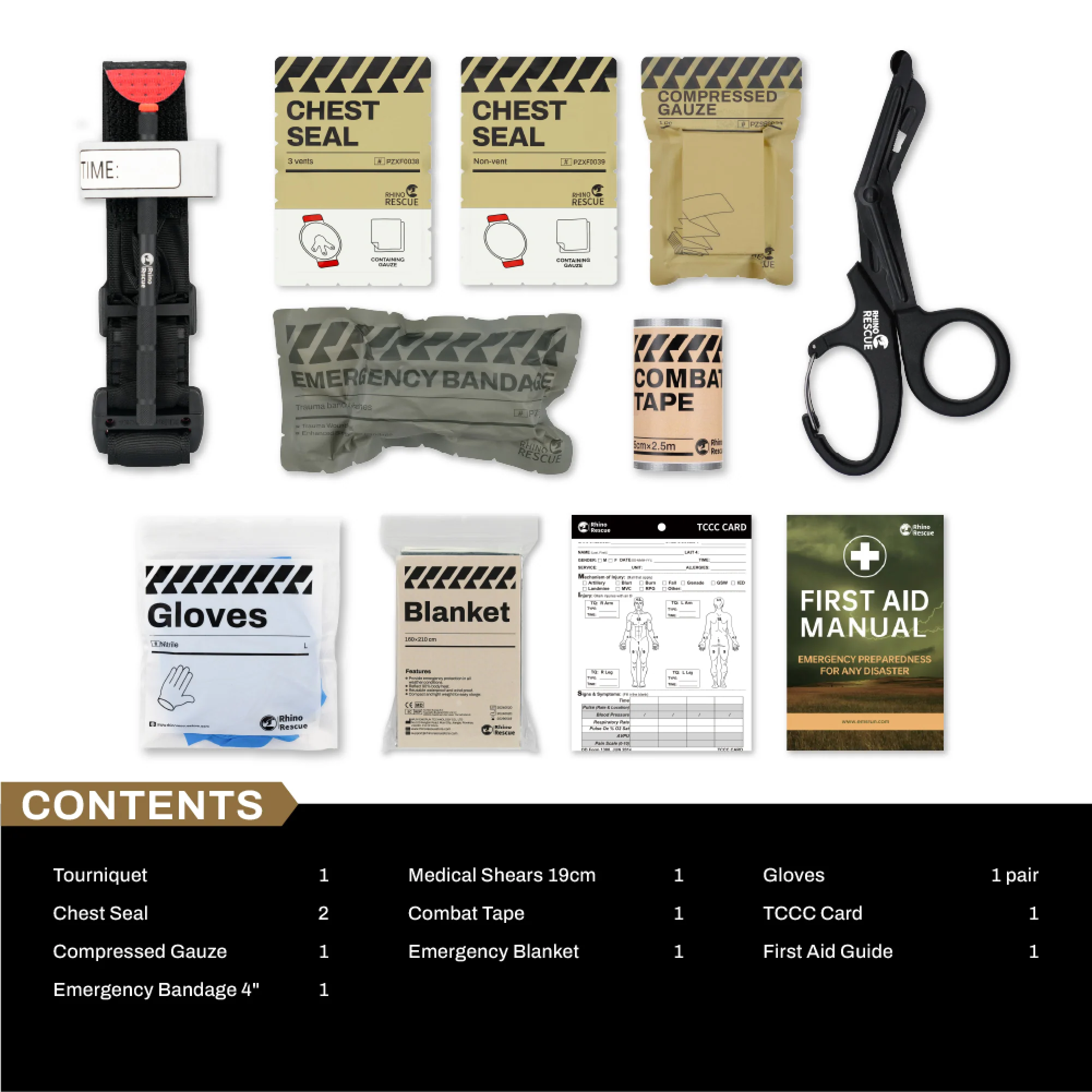 CMS IFAK MINI Trauma Kit Rhino Rescue® Tourniquet & Chest Seal, MOLLE Pouch for Camp,Hike,Hunt - Image 3